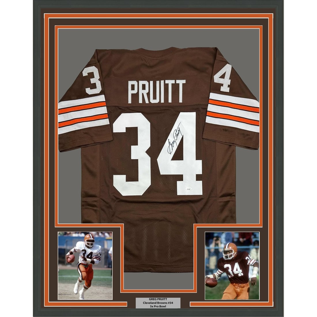 Greg Pruitt signed Cleveland Browns framed jersey 35x39 Beckett COA (1 of 2)