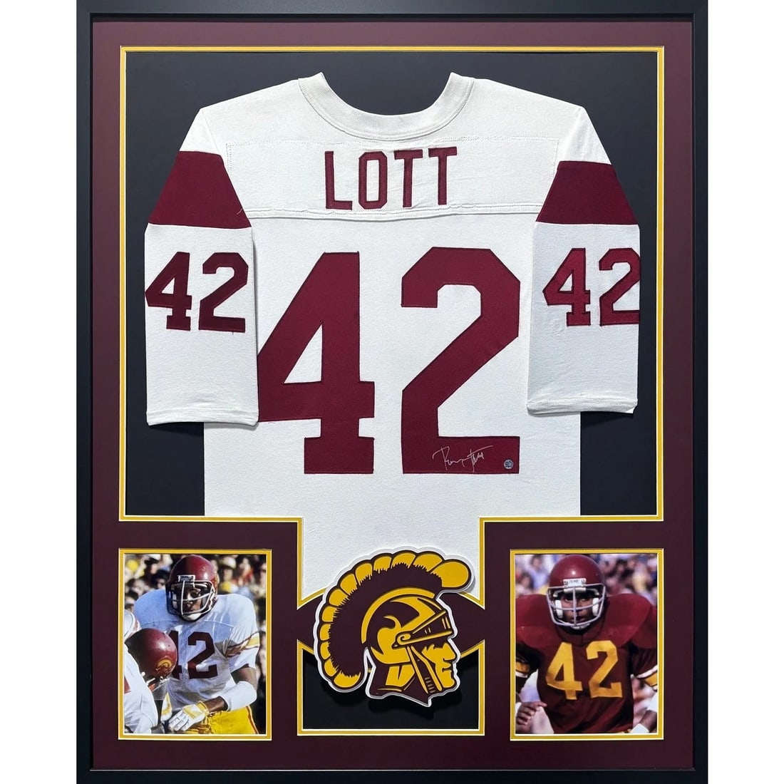 Framed USC White Jersey Signed by Ronnie Lott GTSM (1 of 2)