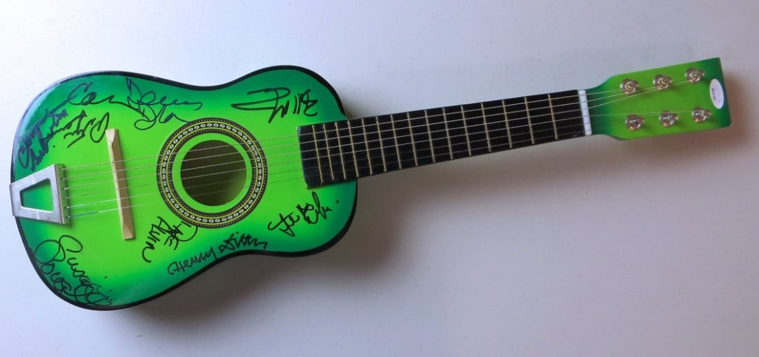 Lovin' Spoonful Tribute Autographed Mini Guitar JSA Signed by 8 Artists (1 of 6)