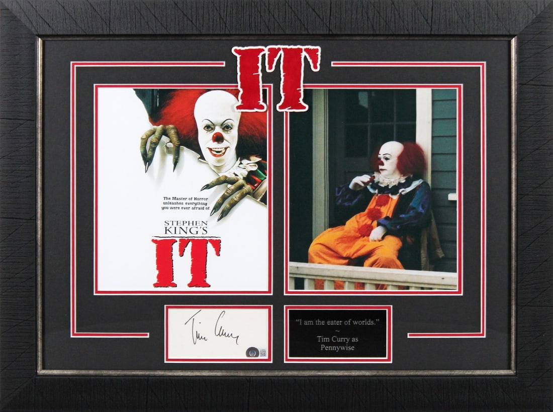 Tim Curry IT Signed 3x5 Index Card Framed Display BAS Authentication: Tim Curry IT Signed 3x5 Index Card Framed Display BAS Authentication This authentic signed 3x5 index card display features the signature of Tim Curry, renowned for his role in 'IT'. The item is accomp