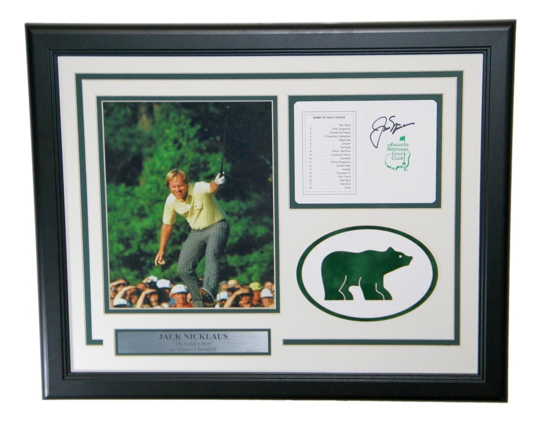Framed Masters scorecard photo signed by Jack Nicklaus JSA (1 of 5)