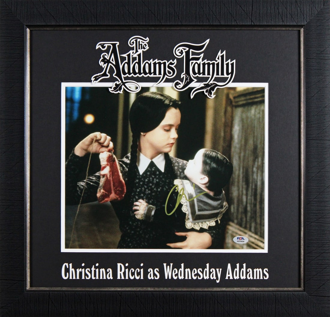 Framed 11x14 Christina Ricci Signed Addams Family Photo PSA DNA: Framed 11x14 Christina Ricci Signed Addams Family Photo PSA DNA Framed original photograph from The Addams Family, personally signed by Christina Ricci. This pre-owned piece includes PSA/DNA