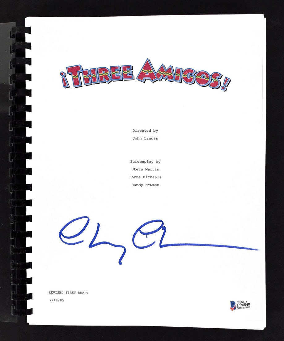 Chevy Chase Signed Three Amigos Replica Script BAS Authenticated - 2