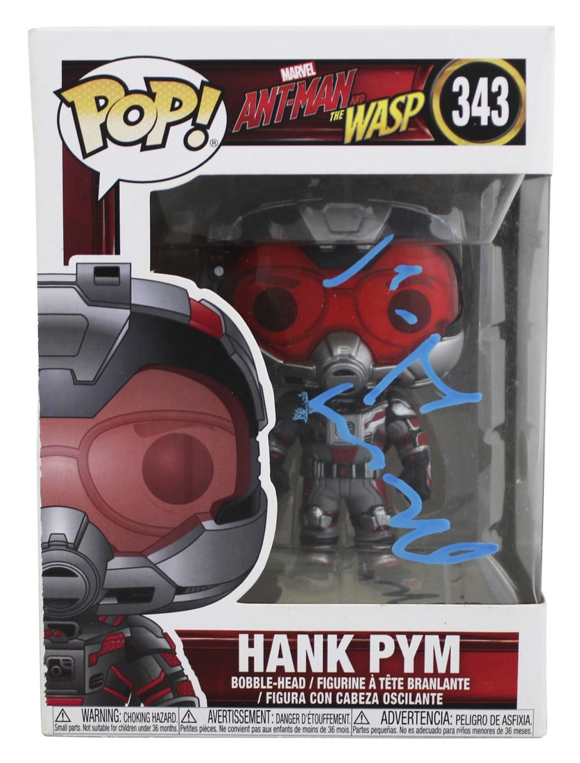 Hank Pym #343 Funko Pop Signed by Michael Douglas JSA Authenticated: Hank Pym #343 Funko Pop Signed by Michael Douglas JSA Authenticated This is a Funko Pop Vinyl Figure of Hank Pym (#343) from Ant-Man & The Wasp, personally signed by Michael Douglas. The autograph has