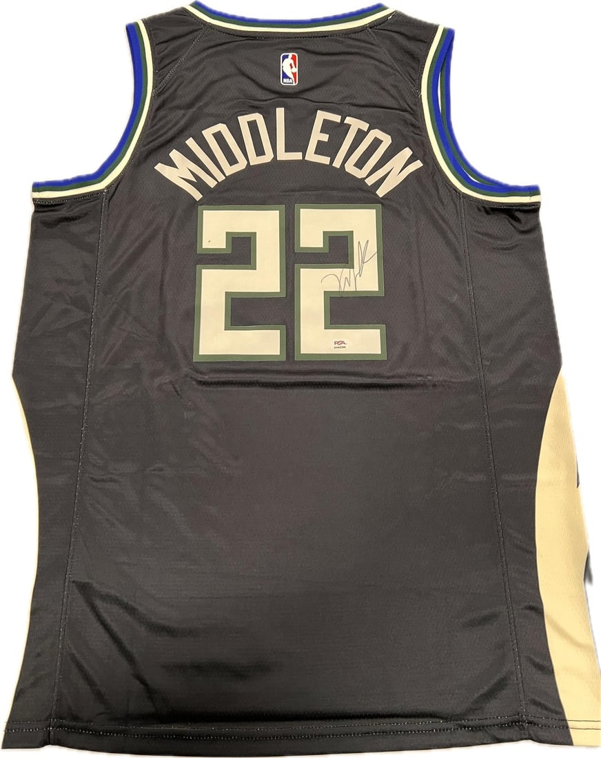 Milwaukee Bucks Khris Middleton Autographed Basketball Jersey With PSA DNA COA: Milwaukee Bucks Khris Middleton Autographed Basketball Jersey With PSA DNA COA This is a stitched jersey autographed by Khris Middleton of the Milwaukee Bucks. The autograph has been authenticated by 