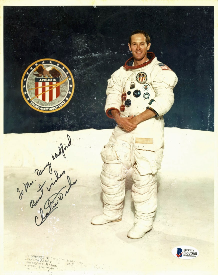 Autographed 8x10 NASA press photo inscribed by Charles Duke BAS COA (1 of 2)