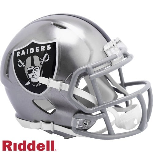 Set of 6 Las Vegas Raiders Flash Riddell Mini Helmets Unsigned in Boxes: Set of 6 Las Vegas Raiders Flash Riddell Mini Helmets Unsigned in Boxes This lot includes six Las Vegas Raiders Flash Riddell mini helmets. Each helmet is original, unsigned, and comes new in its orig