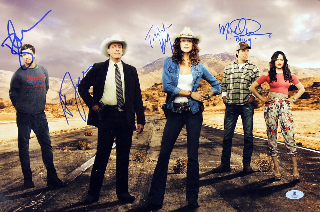12x18 Signed Killer Women Photo Helfer Blucas Trucco Fernandez BAS Authenticated: 12x18 Signed Killer Women Photo Helfer Blucas Trucco Fernandez BAS Authenticated This 12x18 inch photo from the television series "Killer Women" has been personally signed by Tricia Helfer, Marc Bluca