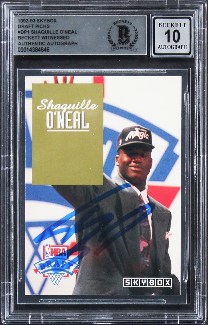 Shaquille O'Neal Autographed 1992 Skybox Draft Picks RC Card Gem Mint 10 Beckett (1 of 2)
