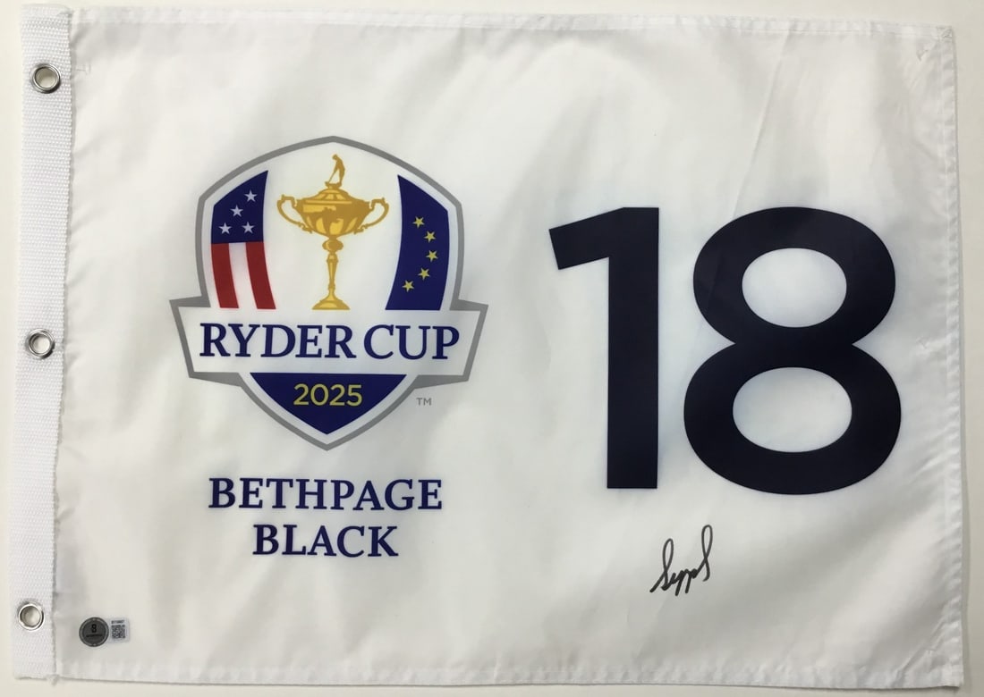Sepp Straka Signed 2025 Ryder Cup Flag Beckett Authenticated BT18807: Sepp Straka Signed 2025 Ryder Cup Flag Beckett Authenticated BT18807 Celebrate the excitement of golf with this officially licensed 2025 Ryder Cup Bethpage Black 18 Pin Flag, signed by PGA star Sepp S