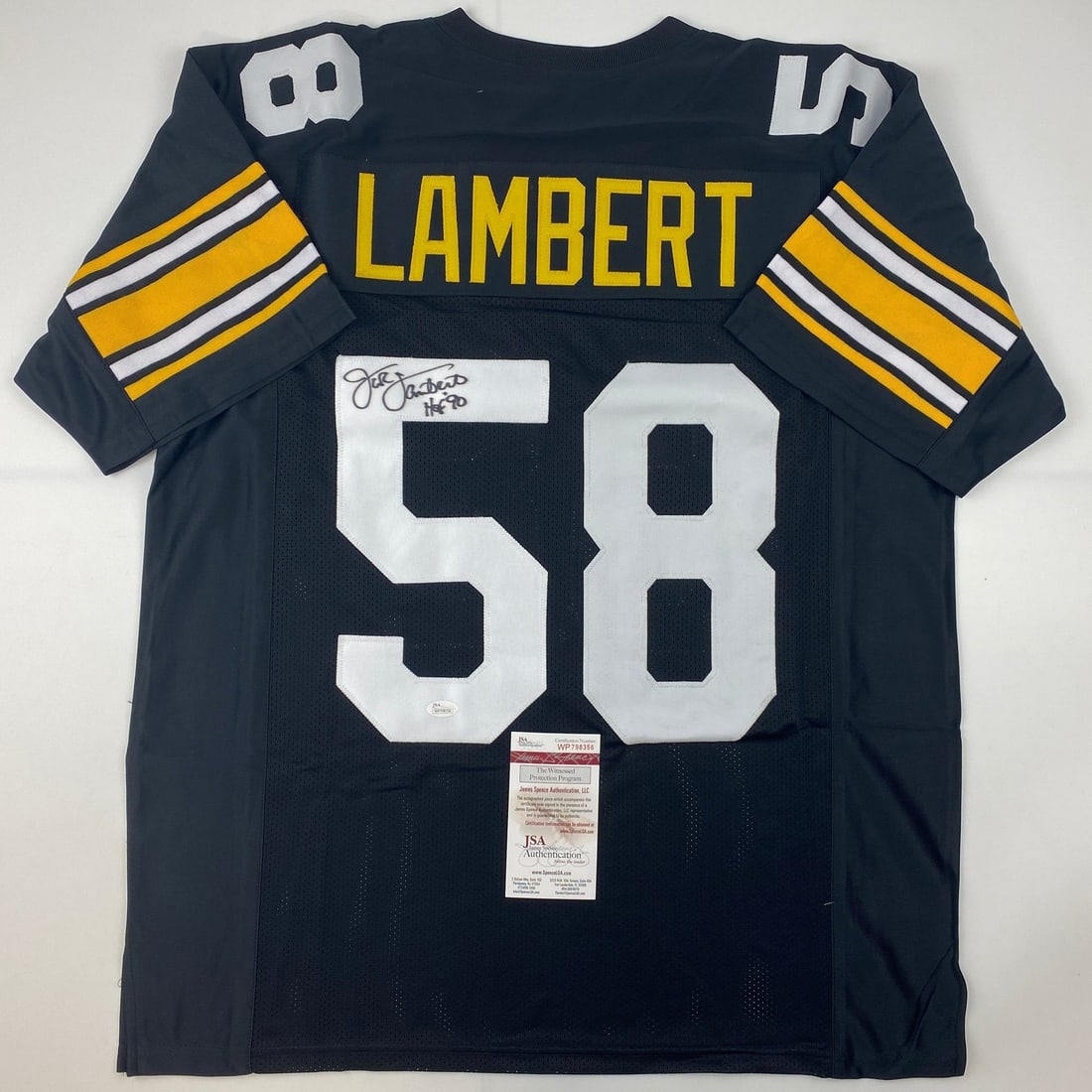 JSA Certified Jack Lambert Signed Black Steelers Custom Football Jersey (1 of 4)