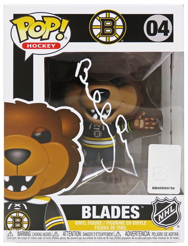 Bobby Orr Signed Boston Bruins Blades Funko Pop Doll #04 with COA: Bobby Orr Signed Boston Bruins Blades Funko Pop Doll #04 with COA Celebrate hockey history with this Bobby Orr signed Boston Bruins 'Blades' mascot Funko Pop doll #04. This original piece is a must-ha
