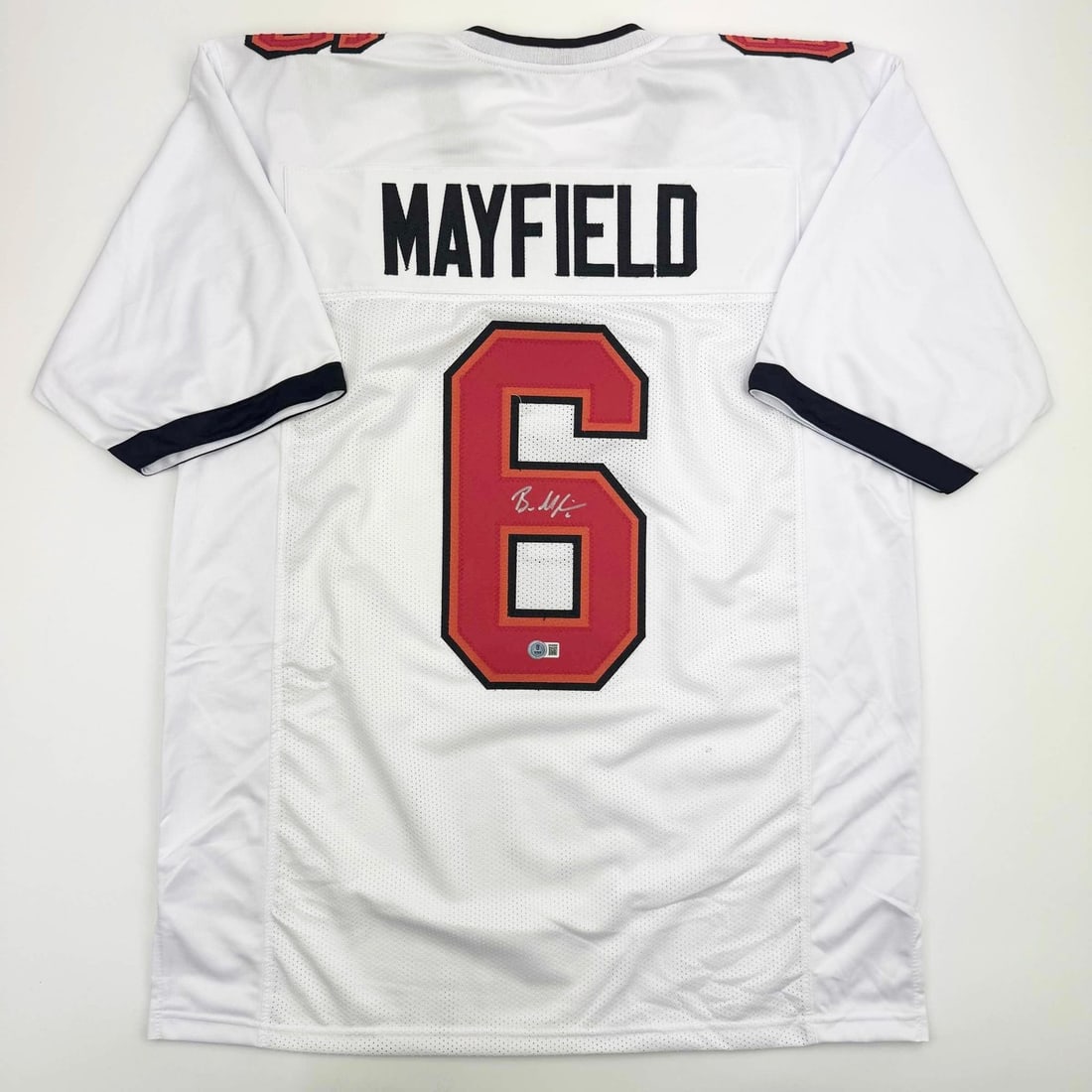 Baker Mayfield Signed Custom White Football Jersey Beckett COA (1 of 4)