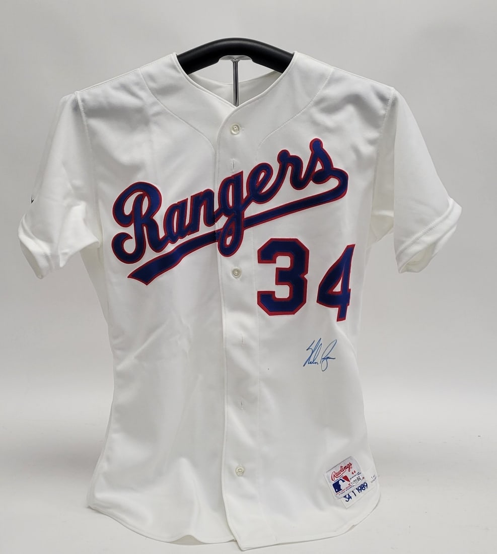 1989 Texas Rangers Game Model Jersey Signed by Nolan Ryan JSA COA: 1989 Texas Rangers Game Model Jersey Signed by Nolan Ryan JSA COA Pre-owned 1989 authentic game model Texas Rangers jersey signed by Nolan Ryan. This original autographed baseball collectible includes