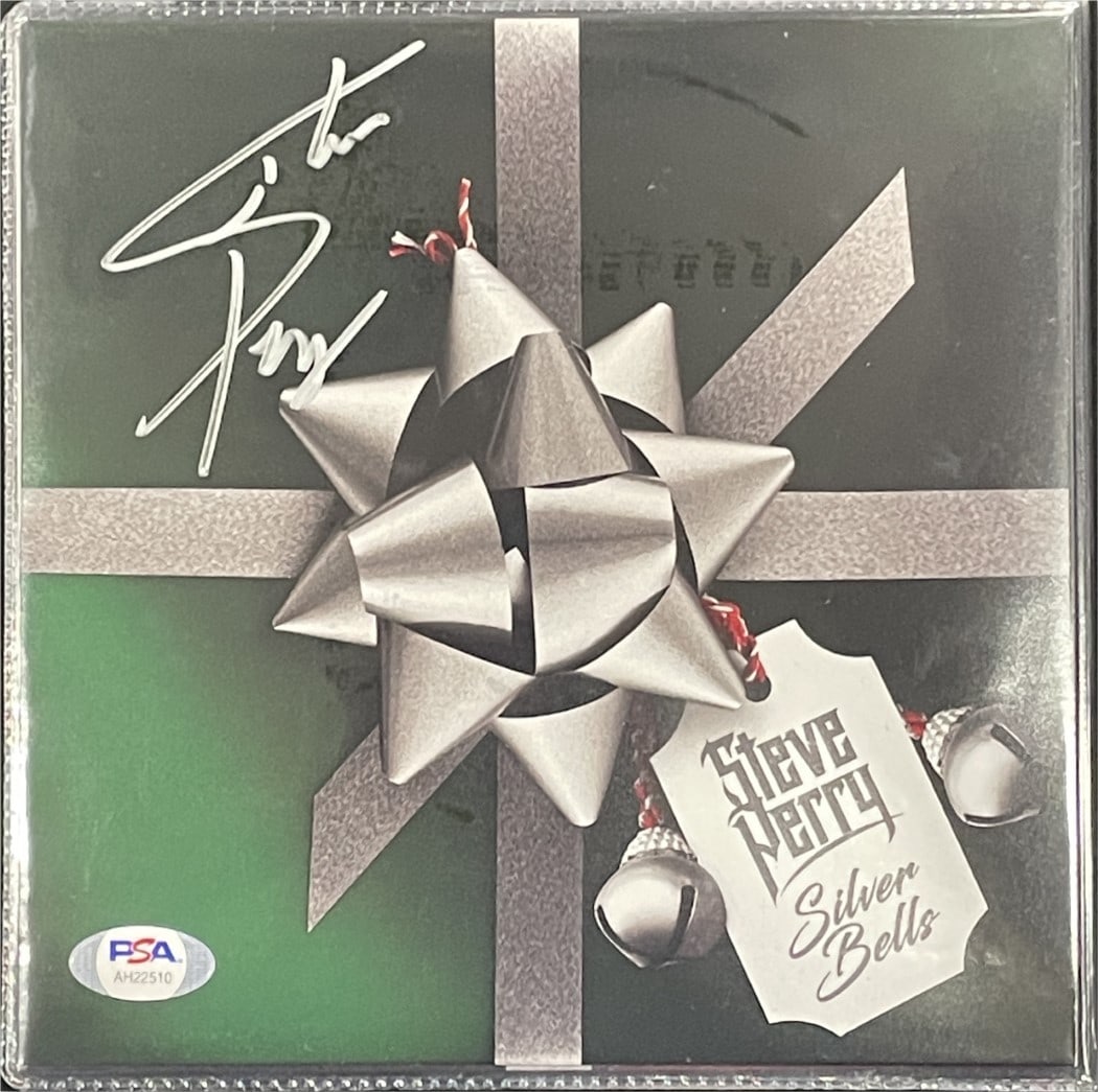 Steve Perry Autographed Green Silver Bells Album Cover PSA Certified: Steve Perry Autographed Green Silver Bells Album Cover PSA Certified This is an original signed album cover of Green Silver Bells by Steve Perry, the legendary lead singer of Journey. The album comes 