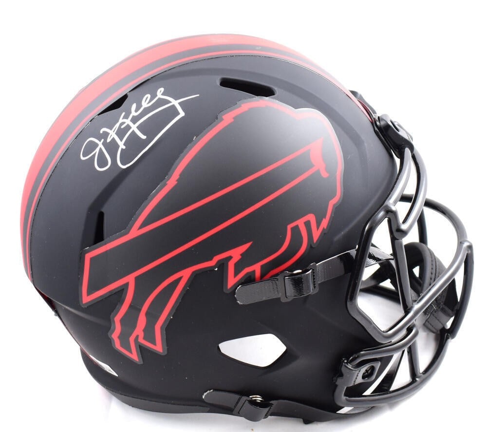Buffalo Bills F S Eclipse Speed Helmet signed by Jim Kelly Beckett Holo: Buffalo Bills F S Eclipse Speed Helmet signed by Jim Kelly Beckett Holo Pre-owned full-size Eclipse Speed helmet autographed by Jim Kelly. This Buffalo Bills collectible includes a Beckett Witness hol