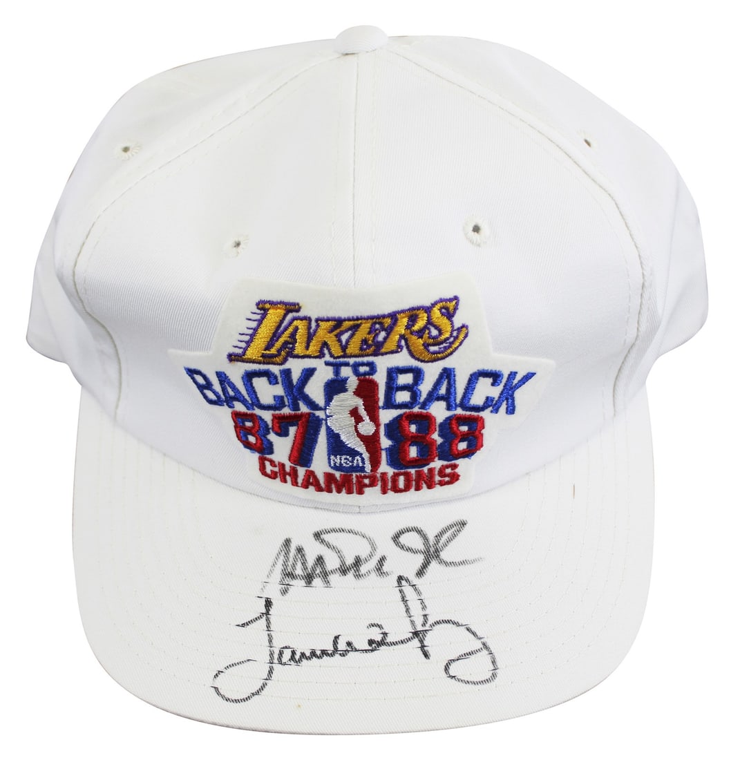 1987-88 NBA Champions Hat Signed by Magic Johnson James Worthy BAS Witnessed (1 of 4)