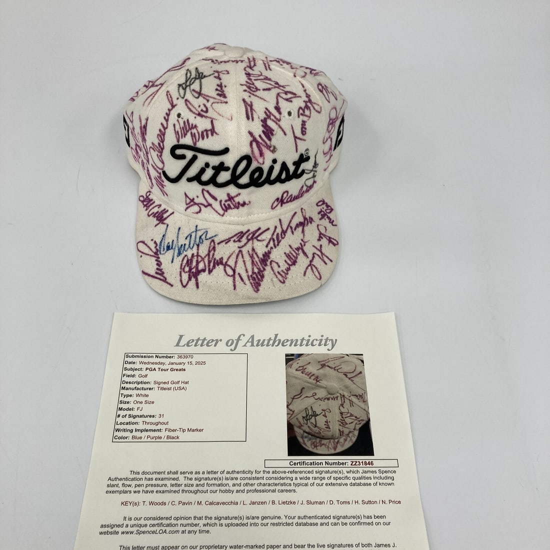 Tiger Woods PGA Tour Multi Signed Hat 31 Autographs JSA COA: Tiger Woods PGA Tour Multi Signed Hat 31 Autographs JSA COA This original Tiger Woods PGA Tour Golf Legends hat is a prized collectible featuring 31 signatures from some of the most notable players