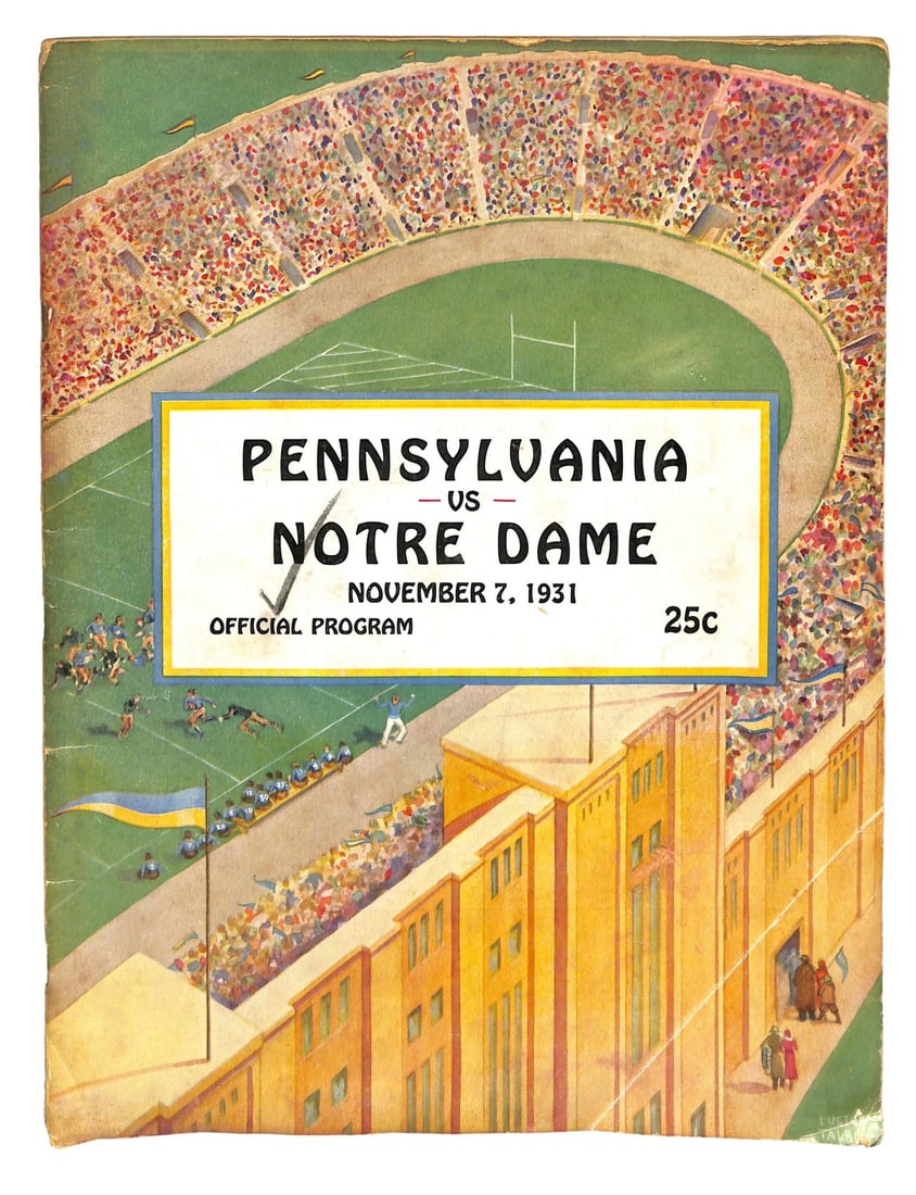 Vintage Notre Dame vs Pennsylvania Football Program 1931: Vintage Notre Dame vs Pennsylvania Football Program 1931 This is an original game program from the November 7, 1931, football matchup between Pennsylvania and Notre Dame, held at Notre Dame Stadium.
