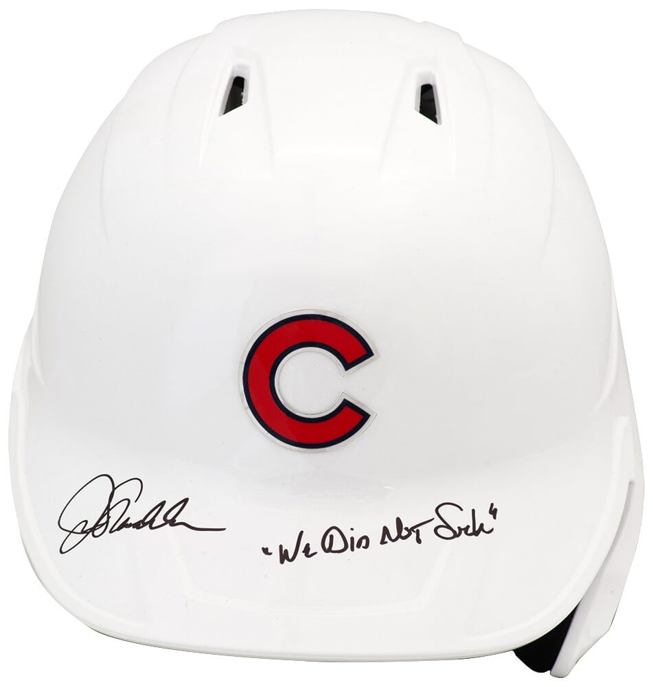 Chicago Cubs Rawlings full size batting helmet signed by Joe Maddon: Chicago Cubs Rawlings full size batting helmet signed by Joe Maddon This is a pre-owned Chicago Cubs white Rawlings full size batting helmet, autographed by Joe Maddon. The helmet features the special