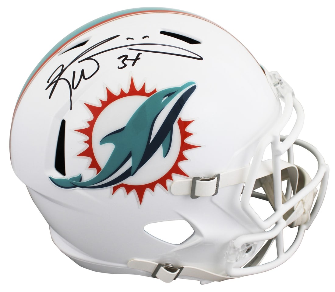 Ricky Williams Signed Miami Dolphins Full Size Speed Replica Helmet JSA Witness: Ricky Williams Signed Miami Dolphins Full Size Speed Replica Helmet JSA Witness This Riddell full-size Speed Replica helmet has been personally signed by Ricky Williams of the Miami Dolphins. The auto