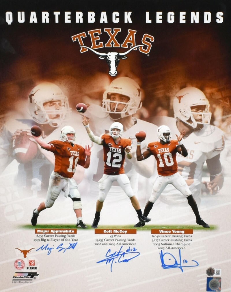 Texas Longhorns 16x20 Signed Photo Vince Young Colt McCoy Major Applewhite Beckett (1 of 2)