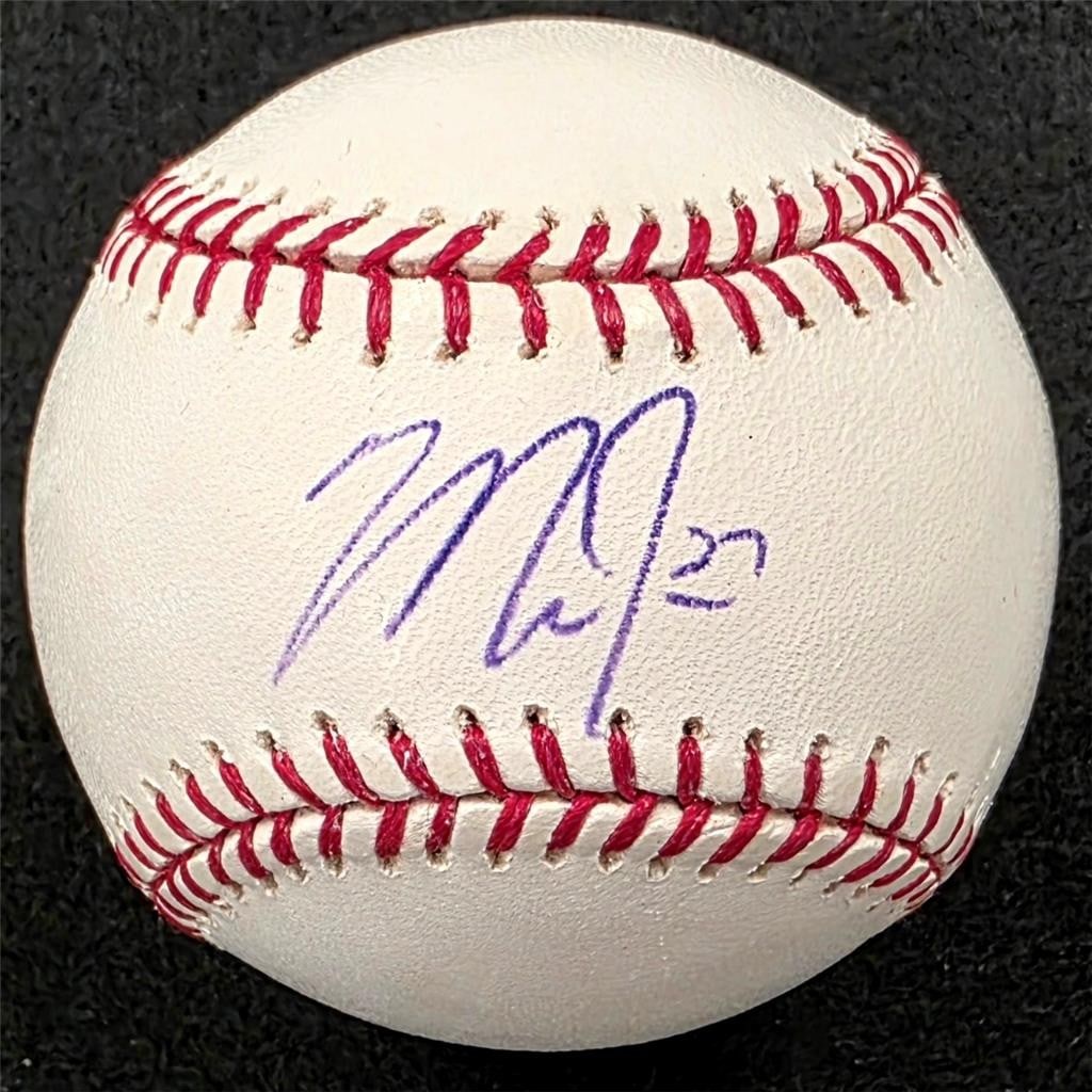 Official Rawlings MLB baseball signed by Mike Trout with JSA: Official Rawlings MLB baseball signed by Mike Trout with JSA Official Rawlings MLB baseball signed by Mike Trout. This original autographed ball is associated with the Los Angeles Angels and comes wit