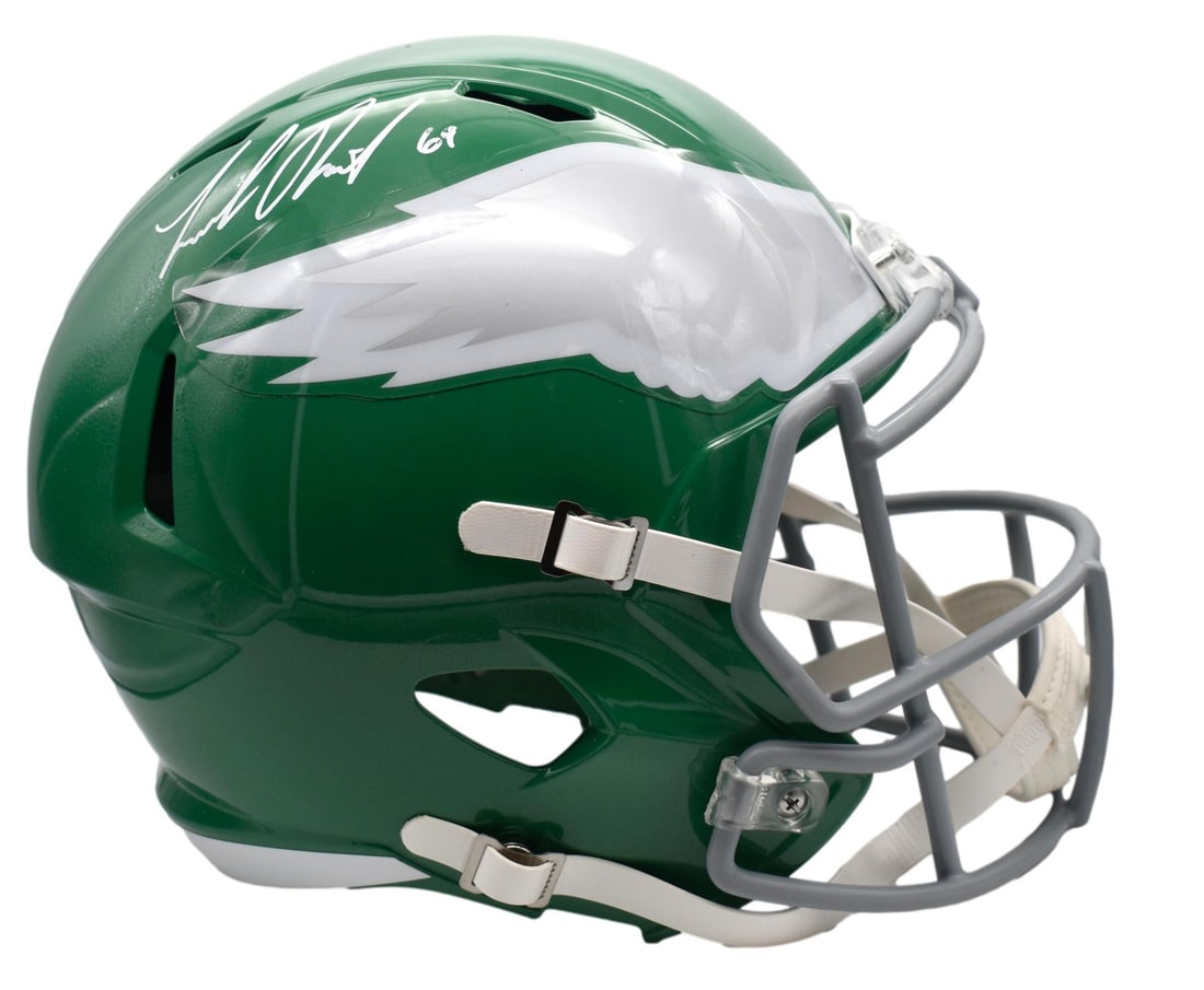 Philadelphia Eagles replica full size helmet signed by Landon Dickerson JSA: Philadelphia Eagles replica full size helmet signed by Landon Dickerson JSA Pre-owned full size replica Philadelphia Eagles football helmet signed by Landon Dickerson in Kelly Green. The autograph is 