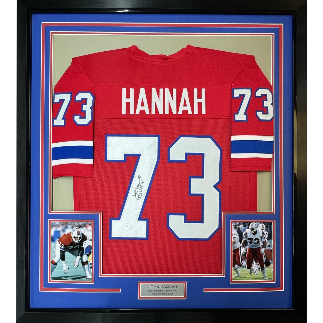 John Hannah autographed framed New England Patriots jersey JSA 35x39 (1 of 2)