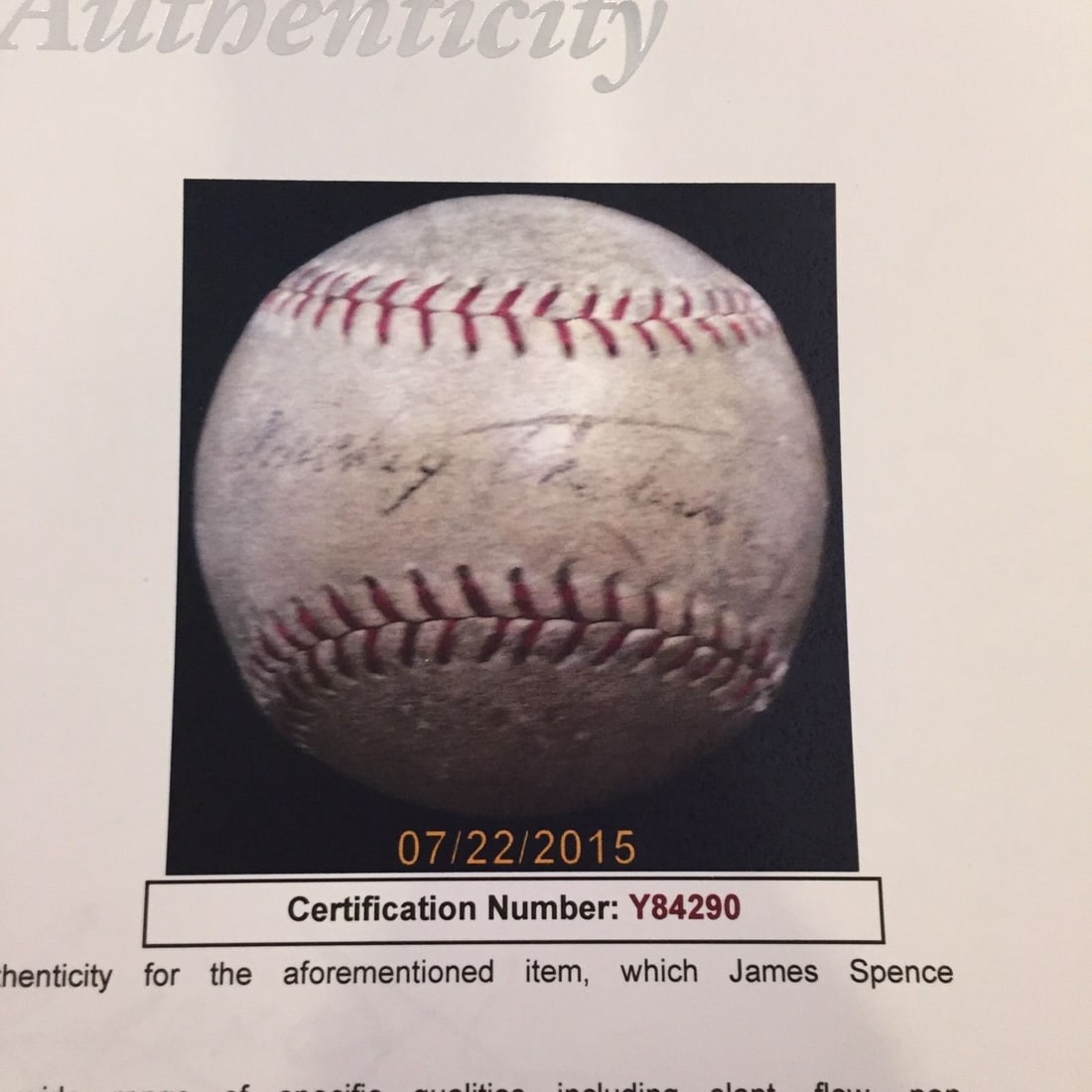 Mickey Cochrane Single Signed Baseball with JSA Authentication - 6