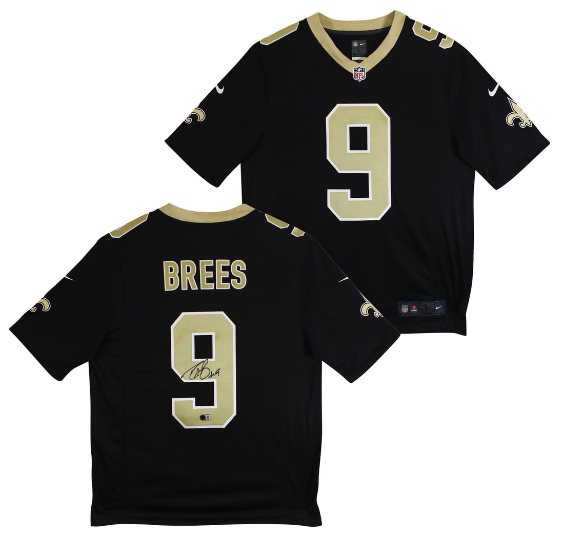 Drew Brees signed Nike Limited Saints jersey Beckett witnessed: Drew Brees signed Nike Limited Saints jersey Beckett witnessed Authentic signed black Nike Limited jersey personally autographed by Drew Brees of the New Orleans Saints. This original item is BAS