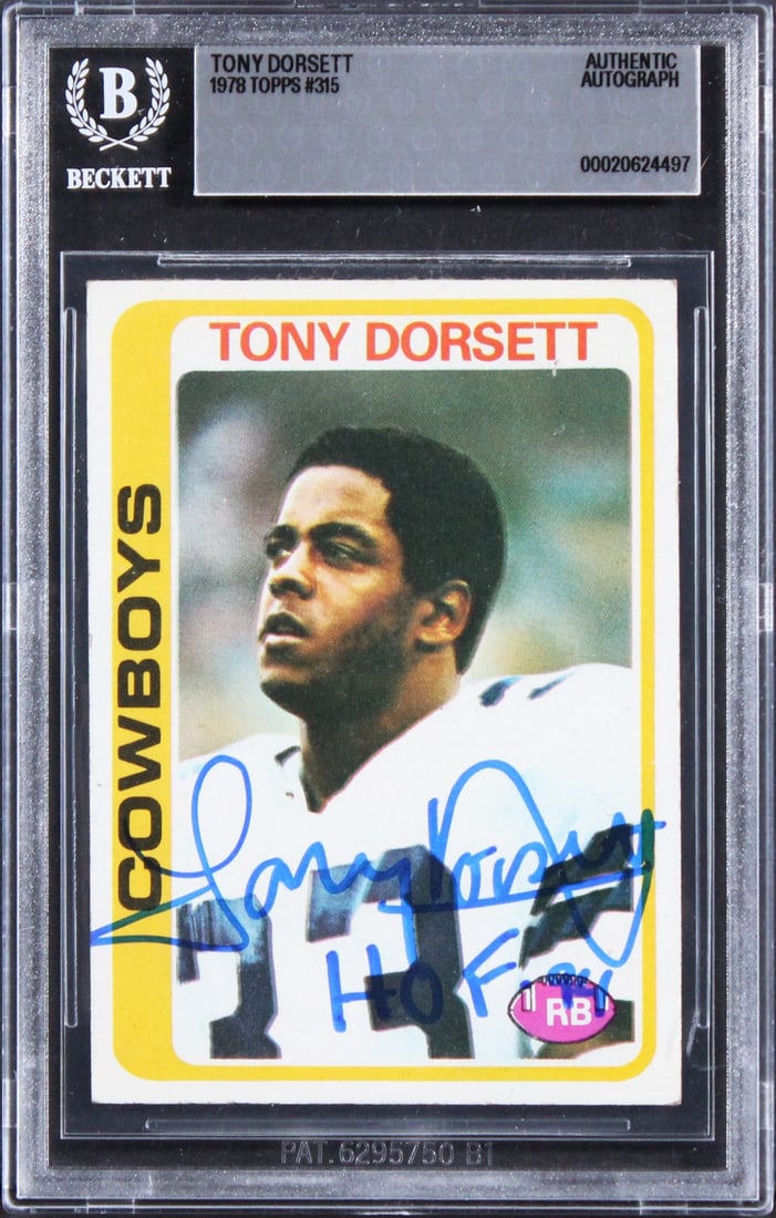 Tony Dorsett signed 1978 Topps 315 card Beckett authenticated (1 of 2)