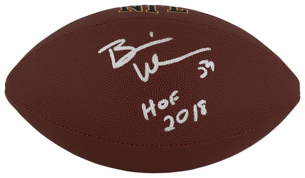 Wilson NFL Football Autographed by Brian Urlacher with HOF 18 Inscription and COA: Wilson NFL Football Autographed by Brian Urlacher with HOF 18 Inscription and COA This is a Wilson Super Grip full size NFL football, personally signed by Brian Urlacher. The ball features a 'HOF 18' 