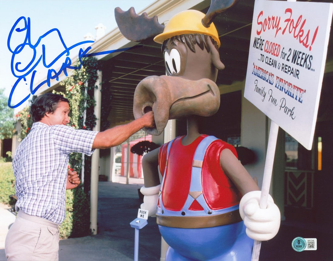 Chevy Chase Signed 11x14 Photo Clark National Lampoon's Vacation BAS Authenticated: Chevy Chase Signed 11x14 Photo Clark National Lampoon's Vacation BAS Authenticated This signed 11x14 photograph features Chevy Chase as "Clark" from National Lampoon's Vacation. The photo has been per