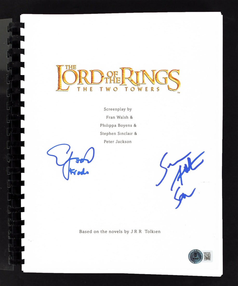 Beckett Witnessed Lord of the Rings Two Towers Script Signed by Elijah Wood Sean Astin (1 of 3)