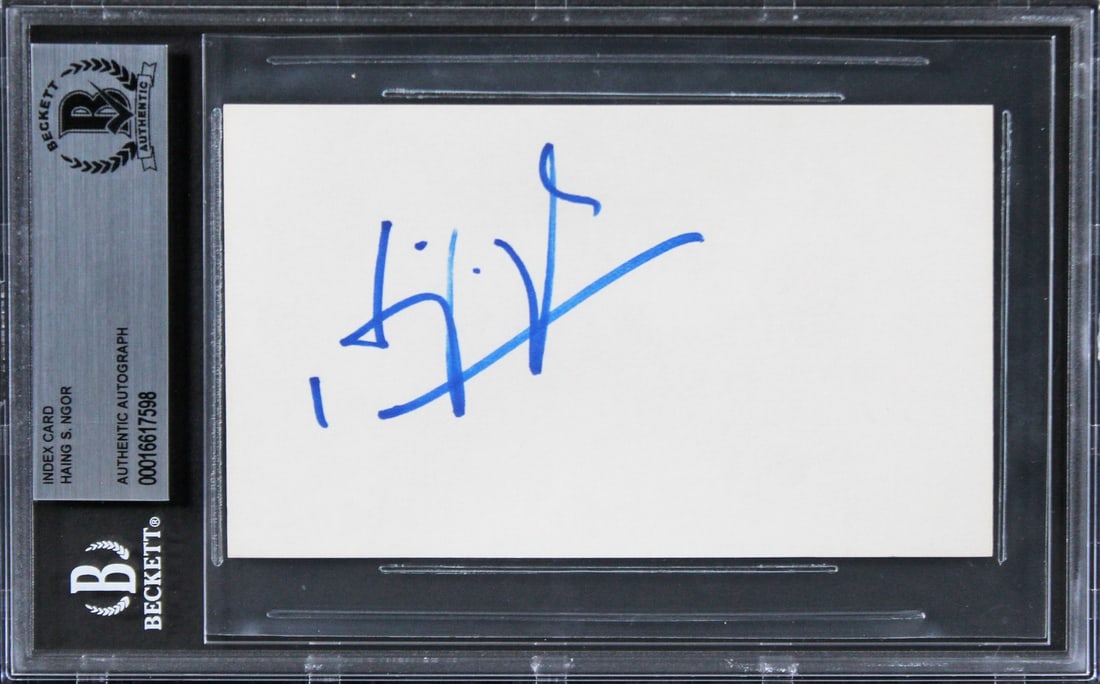 Beckett Slabbed Haing S Ngor Signed 3x5 Index Card The Killing Fields (1 of 5)
