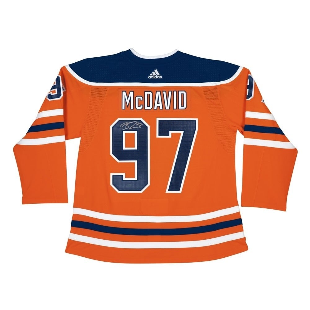 Connor McDavid Autographed Authentic Jersey Edmonton Oilers Upper Deck Certified: Connor McDavid Autographed Authentic Jersey Edmonton Oilers Upper Deck Certified Celebrate your fandom with this Connor McDavid autographed authentic jersey from the Edmonton Oilers. This original ite