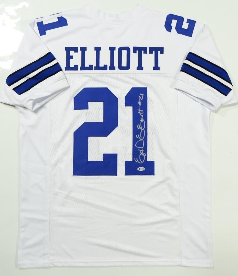 White Pro Style Football Jersey Signed by Ezekiel Elliott Beckett Authenticated (1 of 7)
