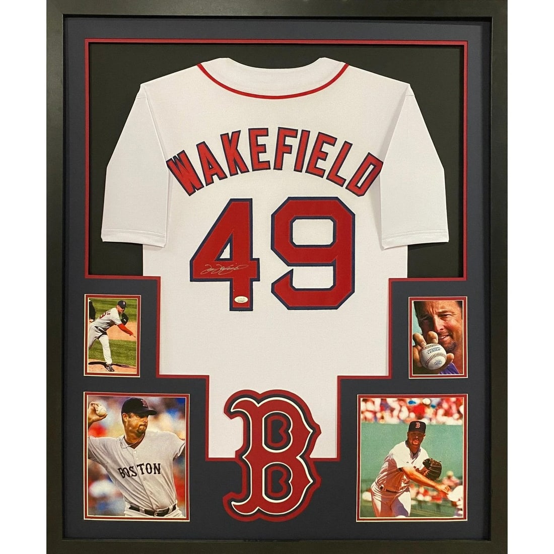 Tim Wakefield Autographed Framed Jersey Boston Red Sox JSA Certified: Tim Wakefield Autographed Framed Jersey Boston Red Sox JSA Certified This is an autographed Tim Wakefield framed jersey, showcasing the iconic Boston Red Sox design. The jersey is authenticated by JSA