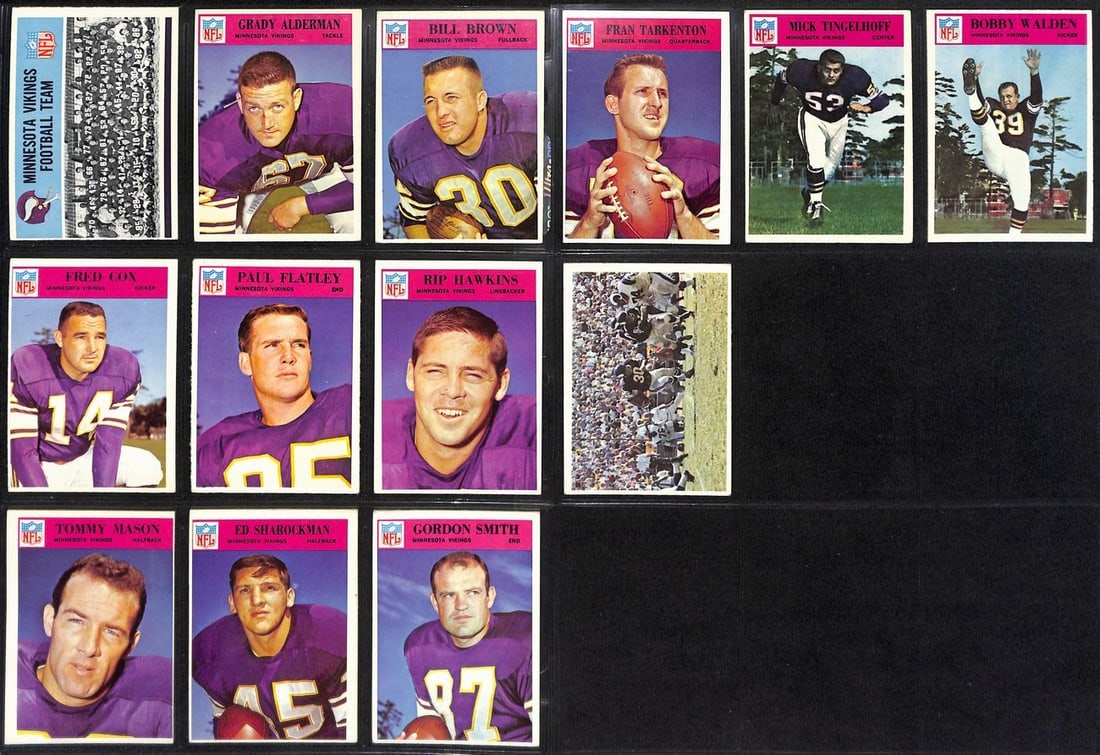 Complete 14 Card 1966 Philadelphia Vikings NFL Team Trading Card Set (1 of 2)