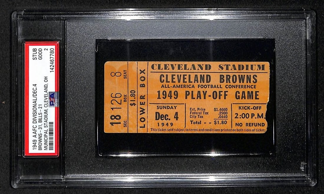 PSA DNA GOOD 2 1949 AAFC playoff ticket stub Browns vs Bills (1 of 2)