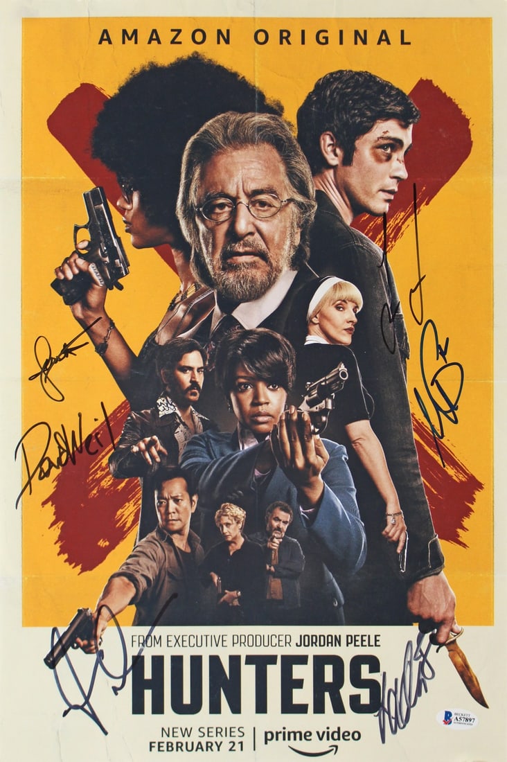 12x18 Photograph Signed by Six Cast Members from The Hunters Beckett COA: 12x18 Photograph Signed by Six Cast Members from The Hunters Beckett COA This is a pre-owned 12x18 inch photograph from "The Hunters" that has been personally signed by Al Pacino, Logan Lerman, Jerikk