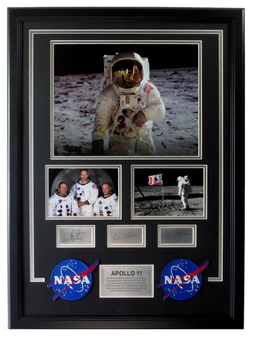 Framed Apollo 11 moon landing collage with laser autographs (1 of 5)