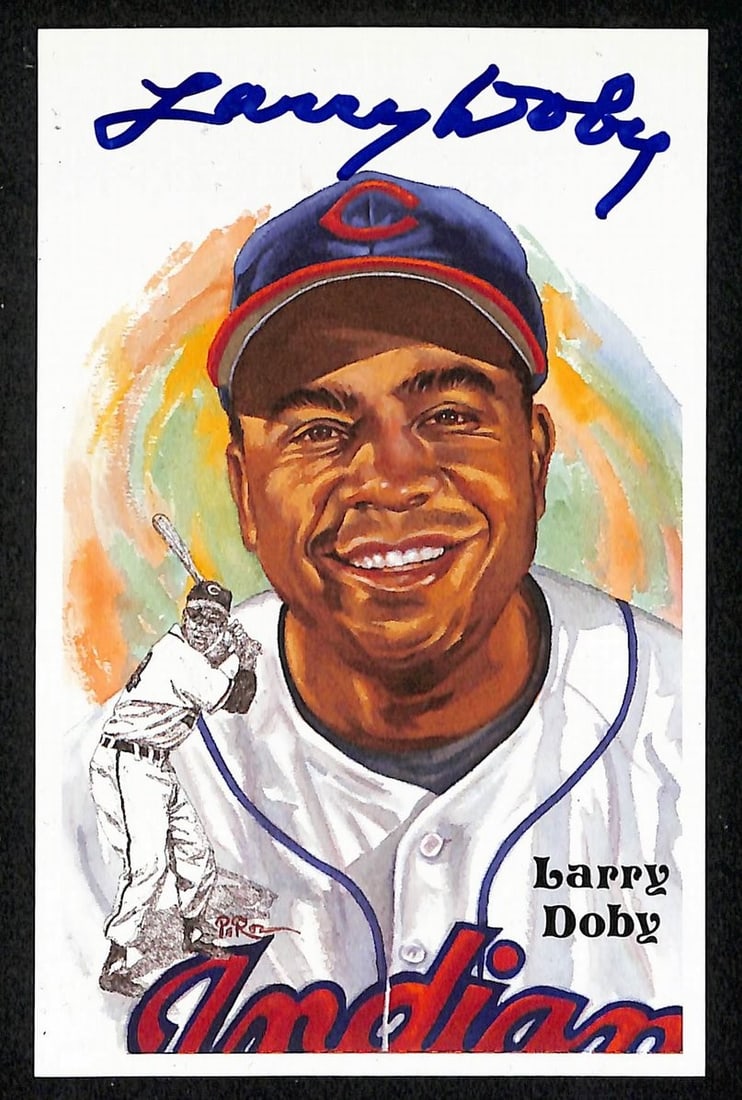 Larry Doby Autographed Perez Steele HOF Indians Postcard (1 of 1)