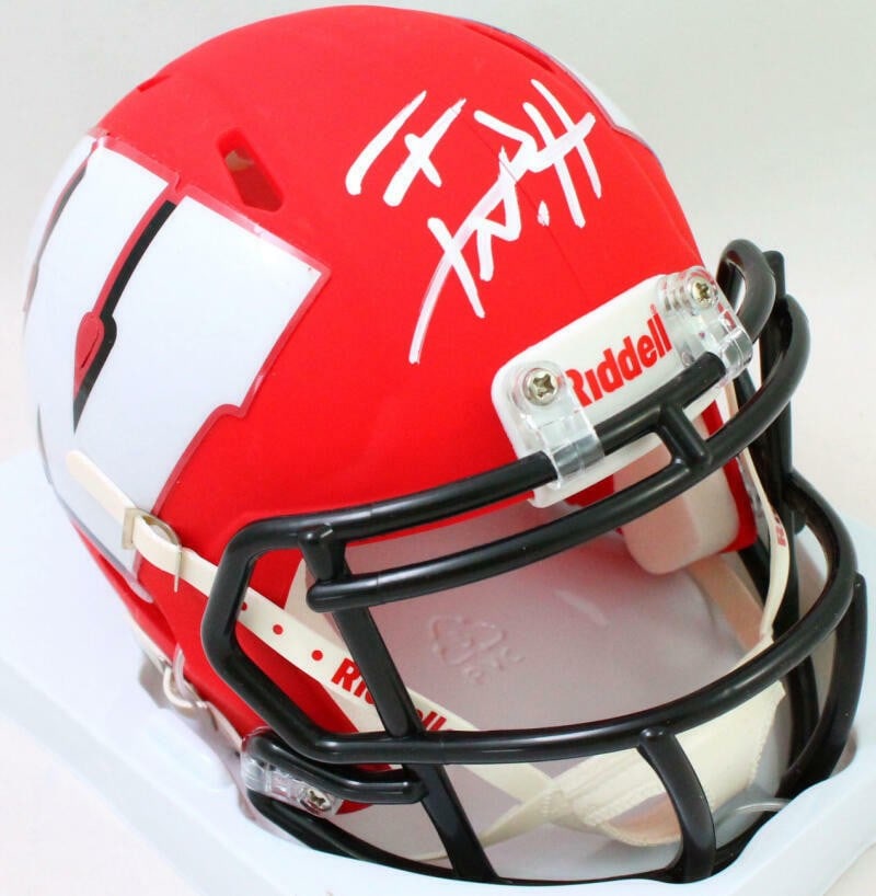 Beckett Authenticated T.J. Watt Wisconsin Badgers Mini Helmet White (1 of 7)