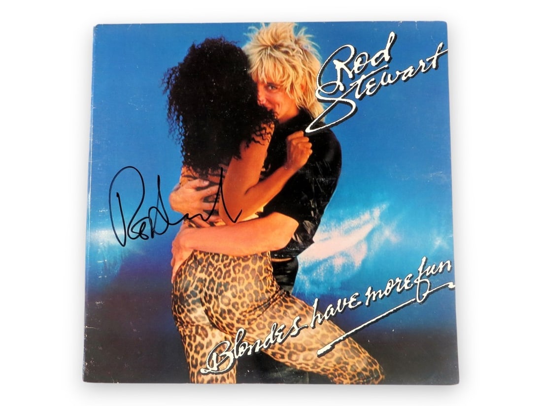 Rod Stewart Signed Album Cover Blondes Have More Fun JSA Authenticated: Rod Stewart Signed Album Cover Blondes Have More Fun JSA Authenticated This item features an authentic autographed album cover of Rod Stewart from his iconic record "Blondes Have More Fun." The cover 