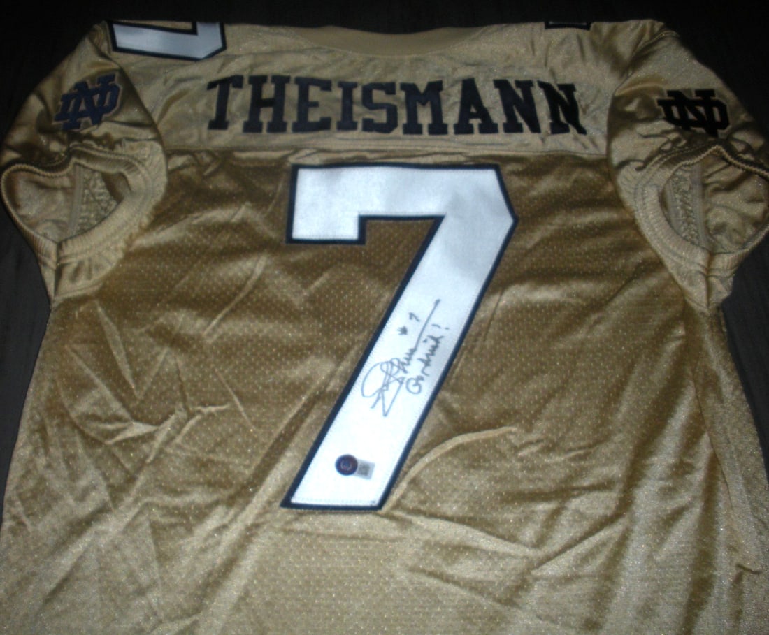 Under Armour Notre Dame Jersey Signed by Joe Theismann with Beckett COA: Under Armour Notre Dame Jersey Signed by Joe Theismann with Beckett COA This officially licensed Under Armour jersey is signed by Joe Theismann, representing the Notre Dame Fighting Irish. The jersey 