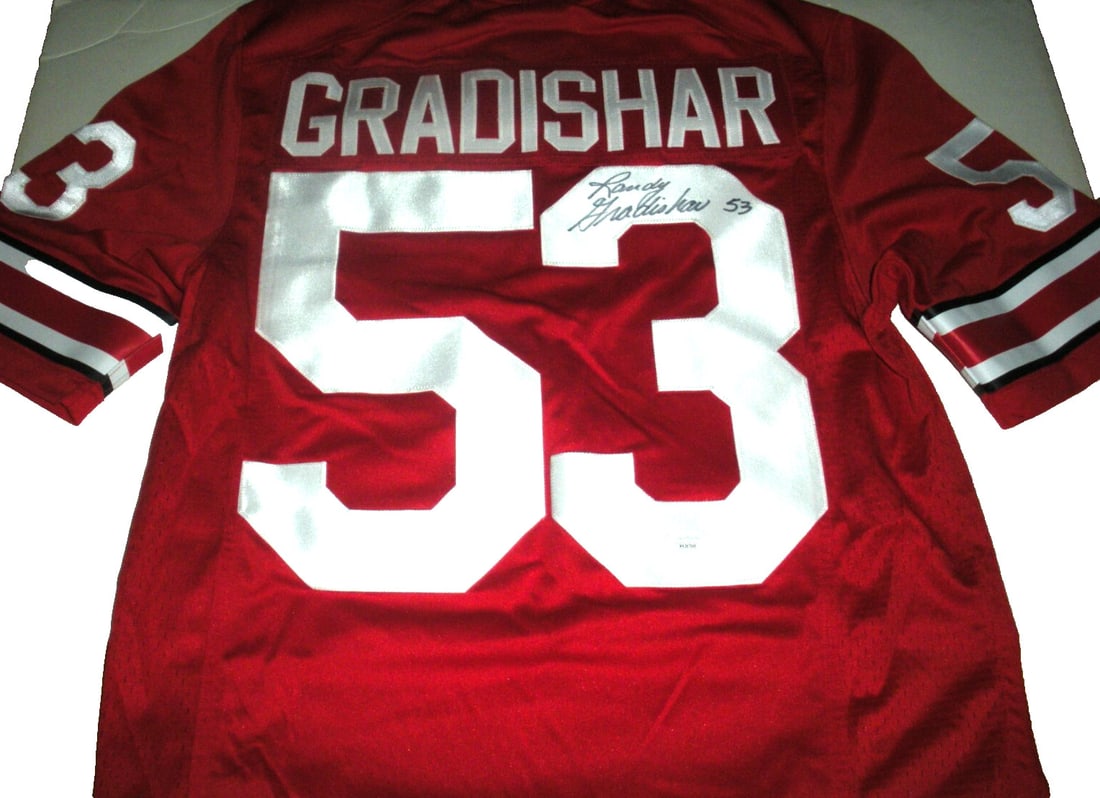 Randy Gradishar Signed Ohio State Buckeyes Nike Jersey JSA/COA: Randy Gradishar Signed Ohio State Buckeyes Nike Jersey JSA/COA This officially licensed Nike jersey, signed by Randy Gradishar, showcases your support for the Ohio State Buckeyes. Perfect for any foot