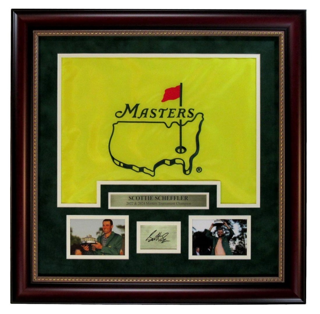 Framed Masters pin flag Scottie Scheffler photo collage laser auto (1 of 3)