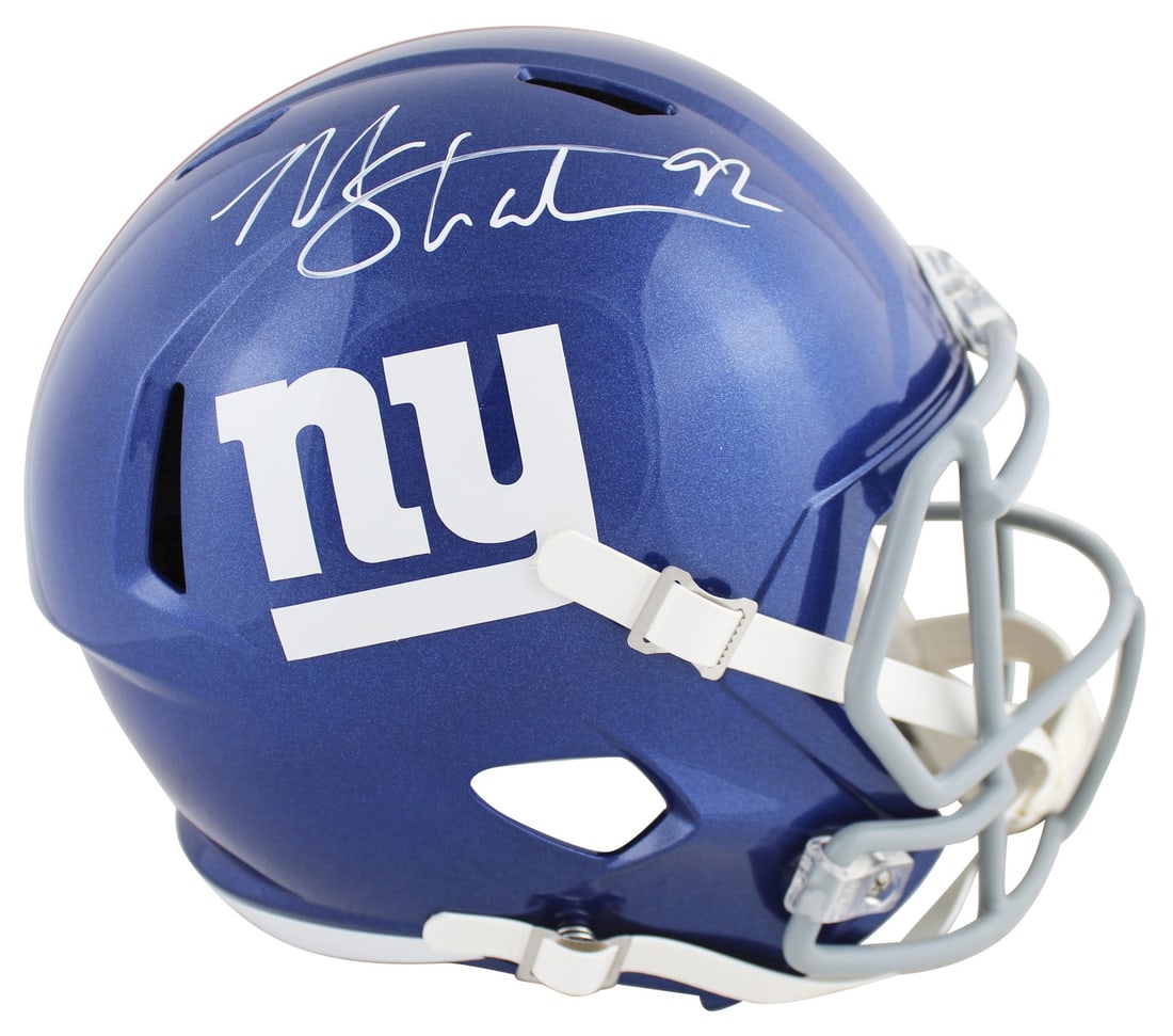 Michael Strahan Signed New York Giants Full Size Helmet BAS Authenticated: Michael Strahan Signed New York Giants Full Size Helmet BAS Authenticated This authentic full-size Speed replica helmet is personally signed by Michael Strahan, a legendary player of the New York Gian